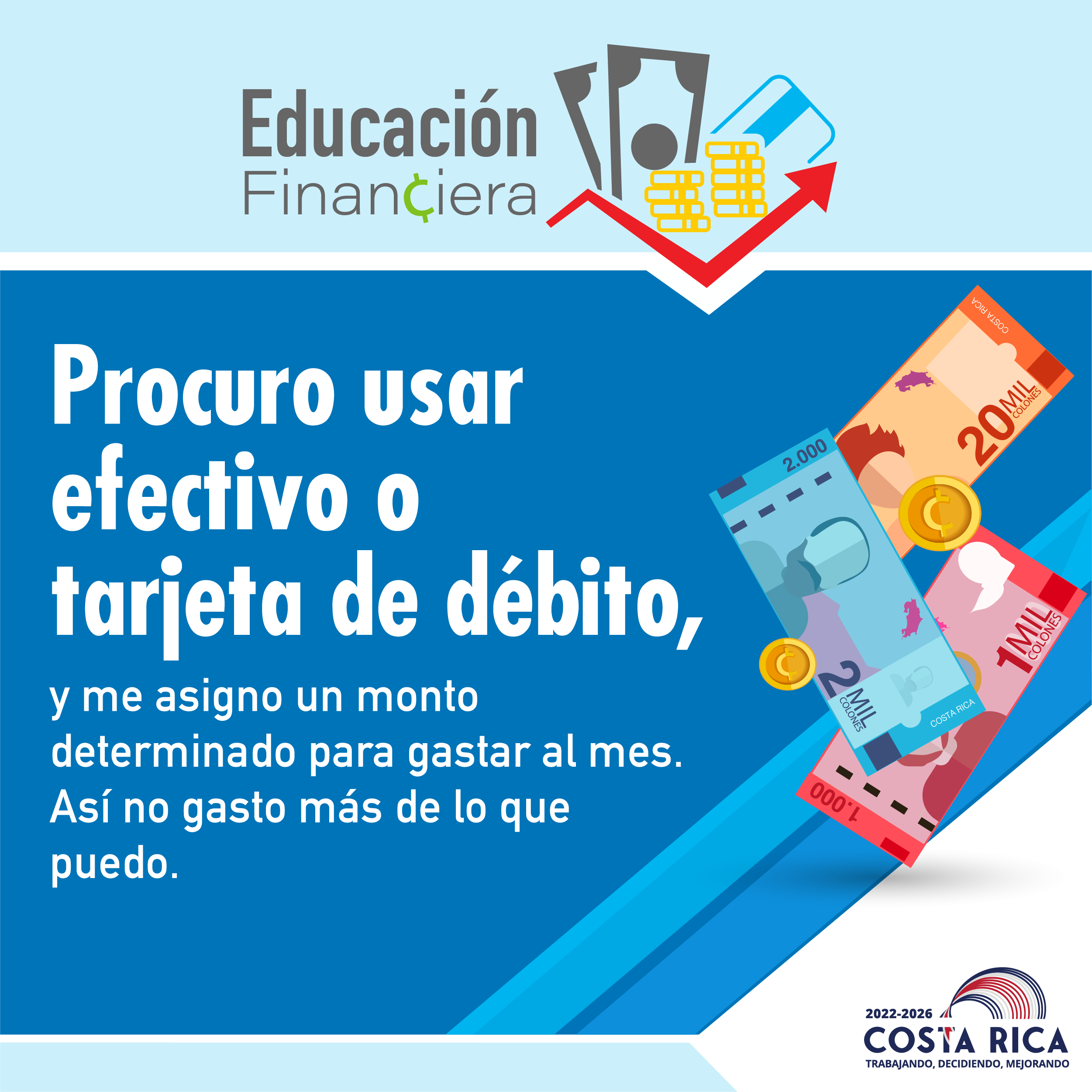 Educación financiera es procurar usar efectivo o débito